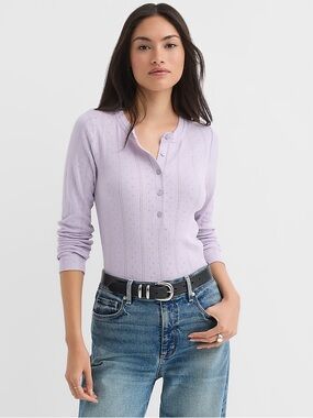 Loft Pointelle Henley Top
